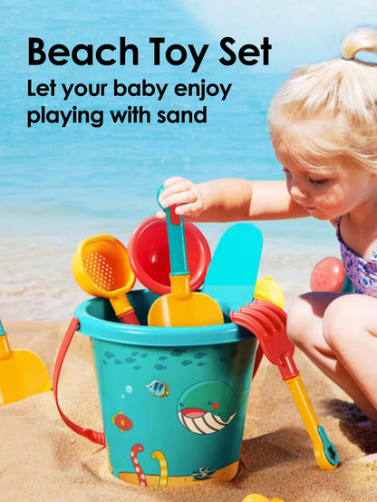 Summer Beach Toy Set With Bucket, Watering Bottle & Shovels — 18Pcs Sand & Water Play Kit For Kids