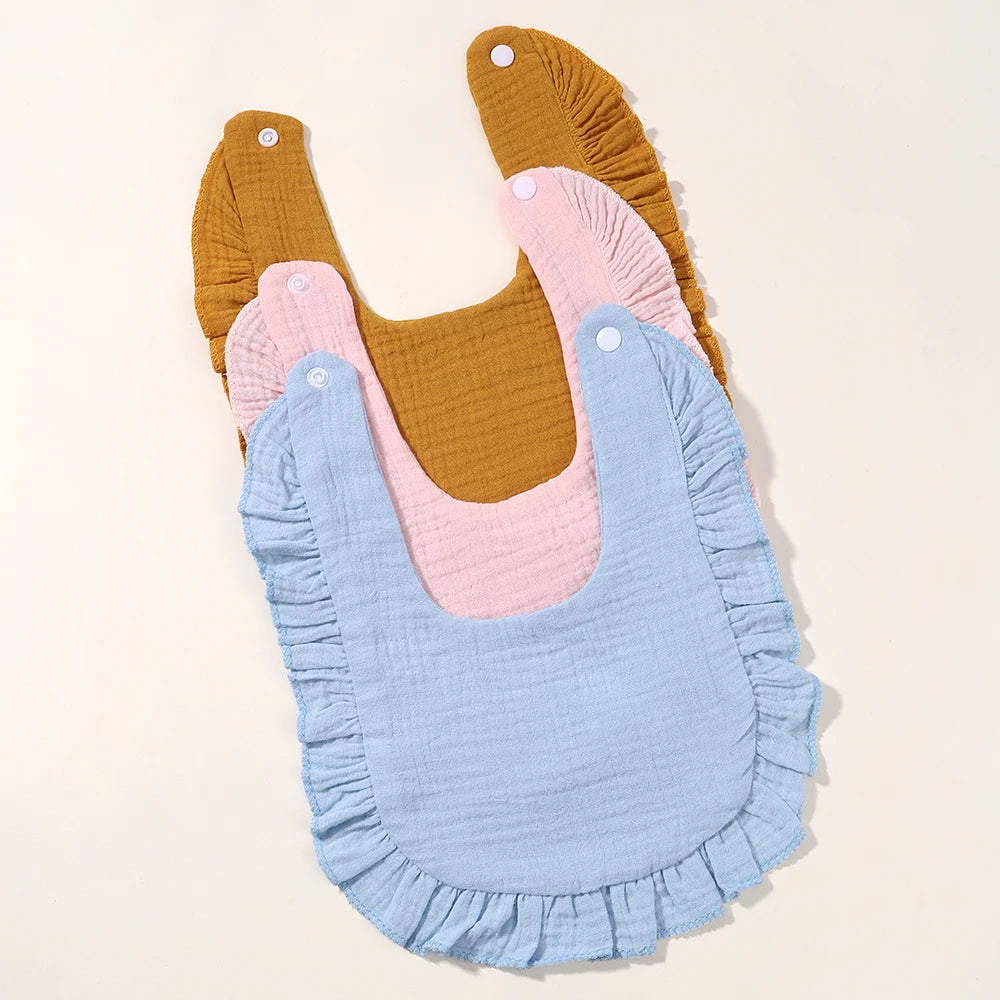 Newborn Baby Bibs & Burp Cloths | Solid Color Toddler Bandana Feeding Bibs, Ruffle Saliva Towel for Drool, Baby Accessories - Kidzy Market