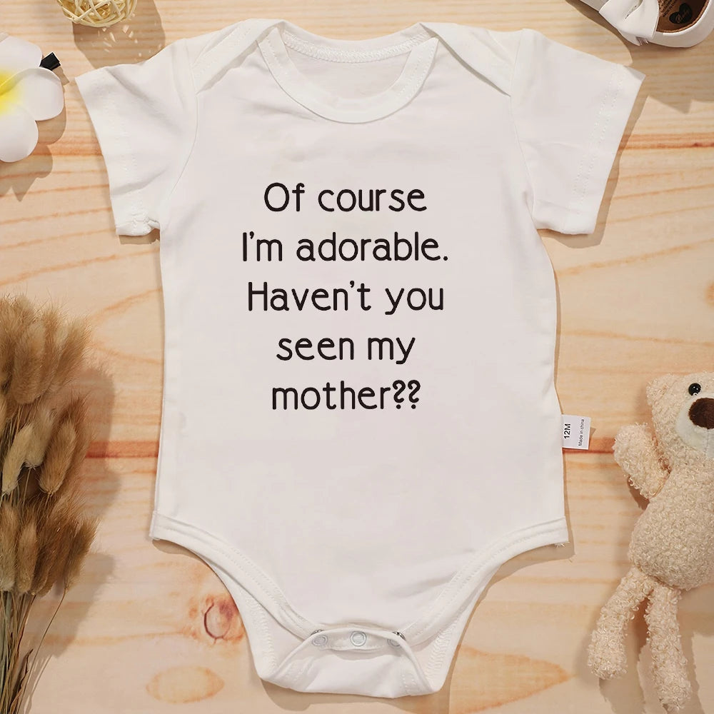 Funny Baby Onesies – Cute European Style Newborn Bodysuit, Summer Toddler Clothes for Boys & Girls, Short Sleeve Romper Gift