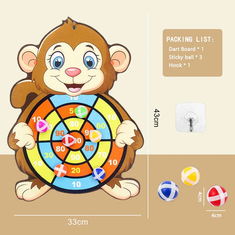 Montessori Sticky Ball Dartboard Slingshot Target – Kids Indoor & Outdoor Catapult Throwing Game