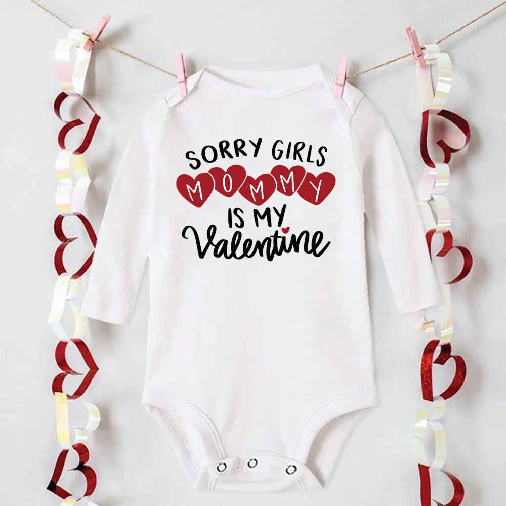 “Mommy and Daddy’s Little Valentine” – Cute Baby Romper, Newborn Long Sleeve Bodysuit, Valentine’s Day Toddler Jumpsuit