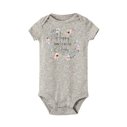“Happy Birthday Daddy, I Love You” – Adorable Newborn Baby Bodysuit, Short-Sleeve Infant Romper, Perfect Birthday Gift for Dad