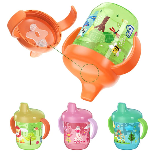 Cute Duckbill Baby Learning Drinking Cup with Double Handles, Flip Lid, BPA-Free, Leakproof Infants Water Bottle (270ml/9oz)