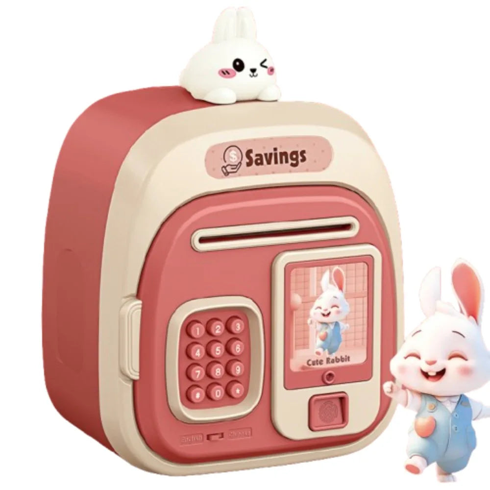 Password Lock Automatic Roll-Up Savings Bank Fingerprint Protected Voice Reminder Children's Cartoon Money Safe Box