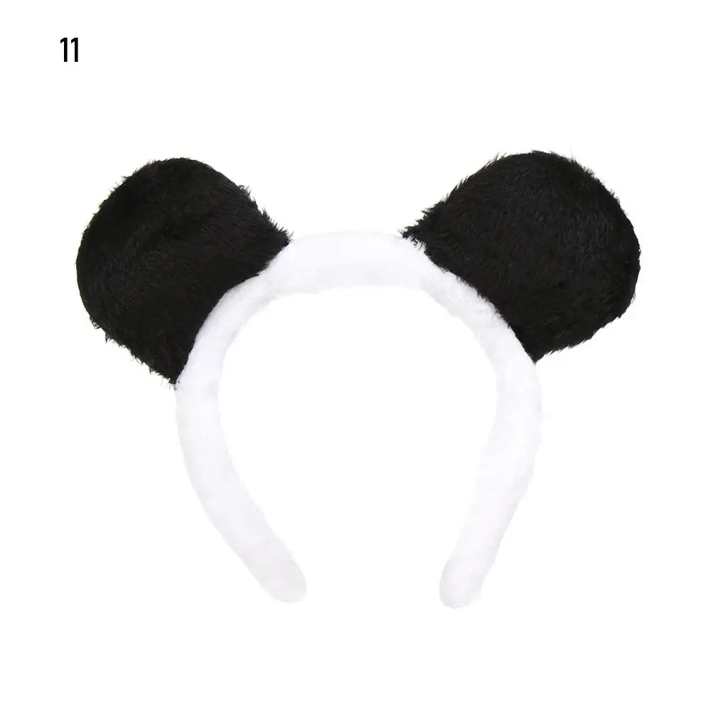 Plush Animal Ears Headband – Cartoon Dog Zebra Tiger Hairband, One Size for Kids & Adults, Cosplay Party Accessory