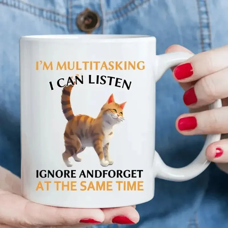 Funny 11 oz (320 ml) Ceramic Coffee Mug - It's Fine I'm Fine Everything Is Fine Colorful Poor Cat Drinkware - Home & Birthday Gift