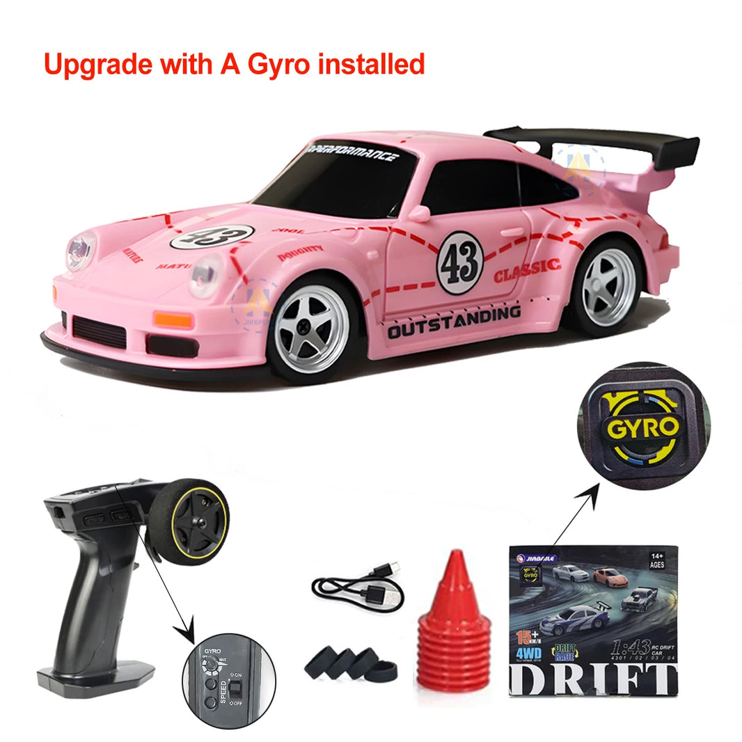 Upgraded Gyro 1/43 RC Drifting Car with 4WD and 2.4G Remote Control