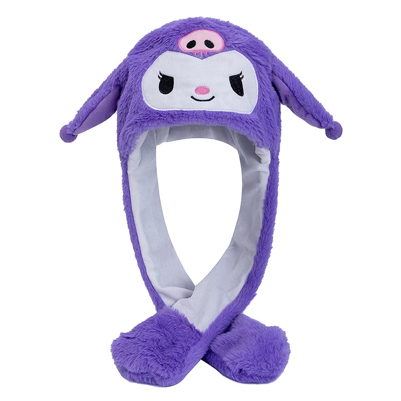 MINISO Cute Bunny Ear Plush Beanie - Moving Rabbit Ears Winter Knit Hat for Women & Girls, Fits 55–60 cm (21.7–23.6 in)