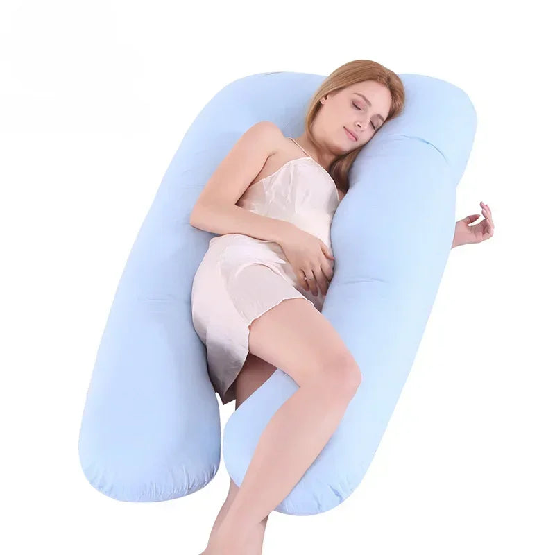 U-Shaped Pregnancy Pillow - Pure Cotton Lumbar Support & Backrest Cushion for Pregnant Women, Multi-Function Full Body Pillow