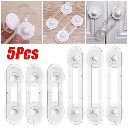 5Pcs Furniture Accessory Child Safety Lock Fridge Cabinet Door Transparent Drawer Fixed Locks ABS Plastic Portable