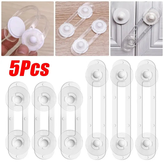 5Pcs Furniture Accessory Child Safety Lock Fridge Cabinet Door Transparent Drawer Fixed Locks ABS Plastic Portable