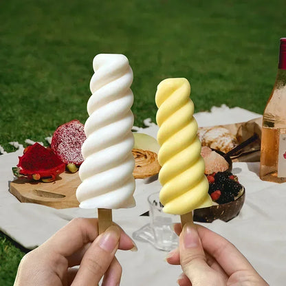 Silicone Spiral Popsicle Molds 4-Cell Reusable BPA Free Ice Pop Maker