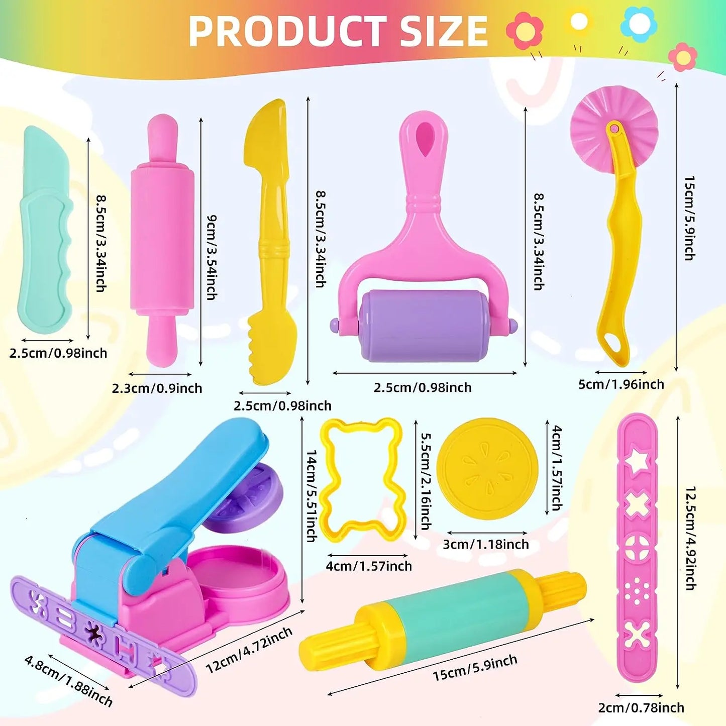 Children's DIY Plasticine Mold Modeling Clay Accessories - Play Dough Tool Kit with Plastic Set, Knife, and Mold, Educational Toys Gift for Kids