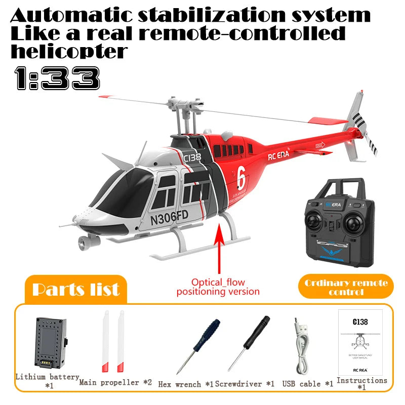 RC ERA C138 Bell 206 Helicopter – 1:36 Scale Remote Control with Altitude Hold and 6-Axis Gyro