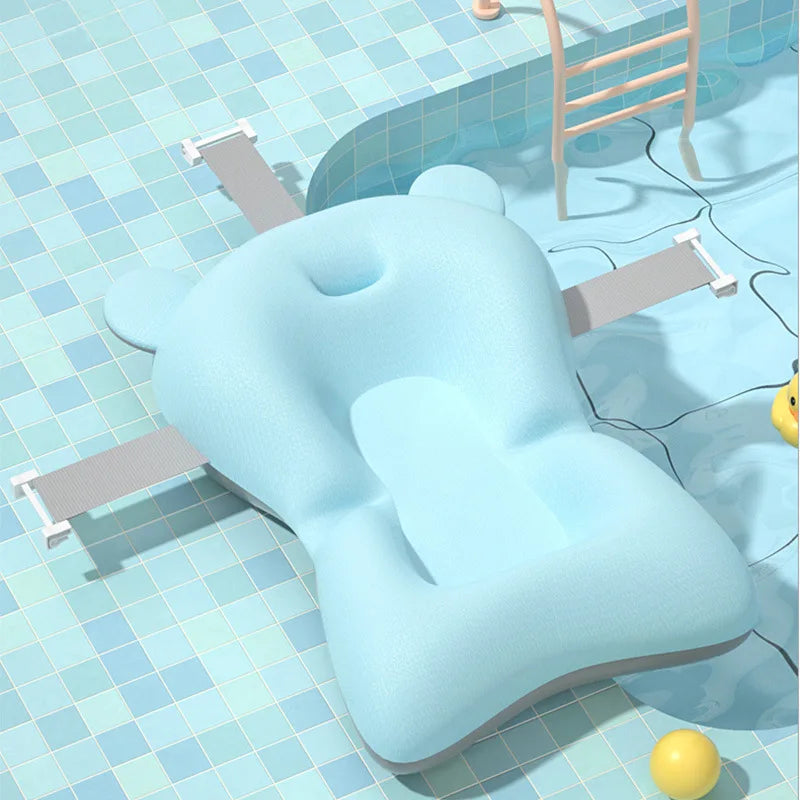 Baby Bathtub Support Seat Cushion – Foldable Adjustable Floating Safety Water Cushion for Bathtub