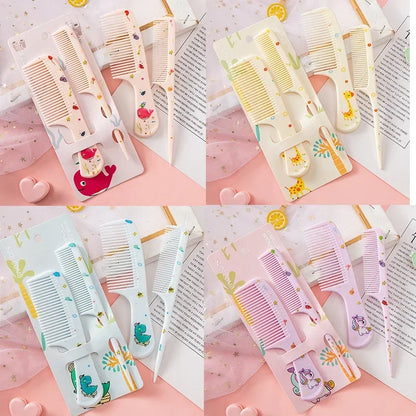 2Pcs/Set Cute Kids Hairdressing Comb - Anti-static Pointed Tail Comb for Girls - Strawberry Fruit Hair Comb