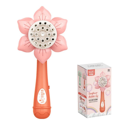 Sunflower Bubble Machine – 23-Nozzle Battery-Operated Bubble Blower for Kids, Outdoor Party Toy