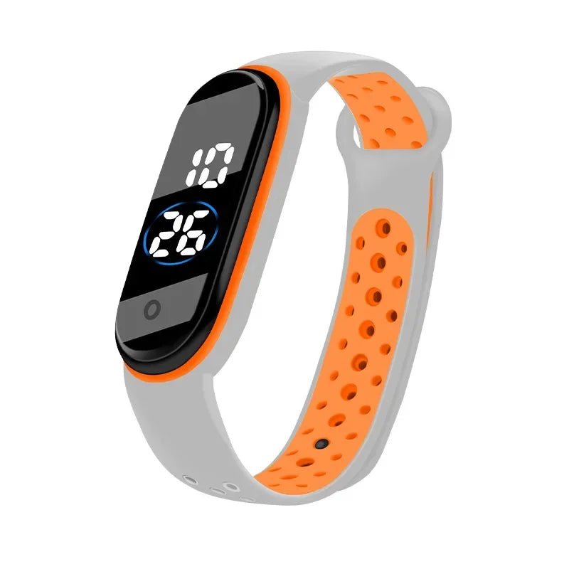 Fashion Kids Sports Waterproof LED Digital Watch Two-Tone Silicone Strap for Teen Boys and Girls