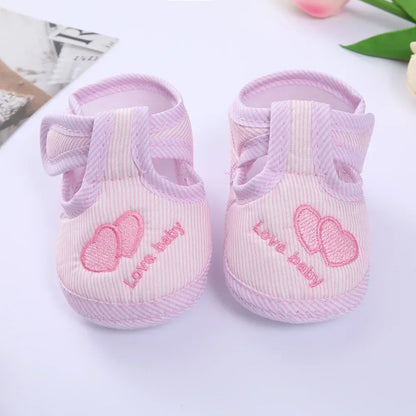 Double Heart Spring and Autumn Shoes – Soft Soled Toddler Shoes for Men & Women, 0-1 Years Old, Baby Walking Shoes (3-6-9 Months)