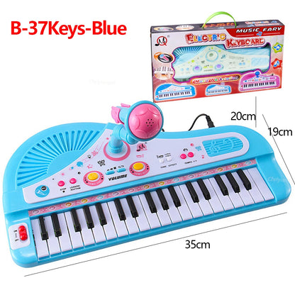 37 Keys Kids Electronic Piano Organ Keyboard with Microphone – Educational Toys, Musical Instrument, Perfect Gift for Children (Boys & Girls)