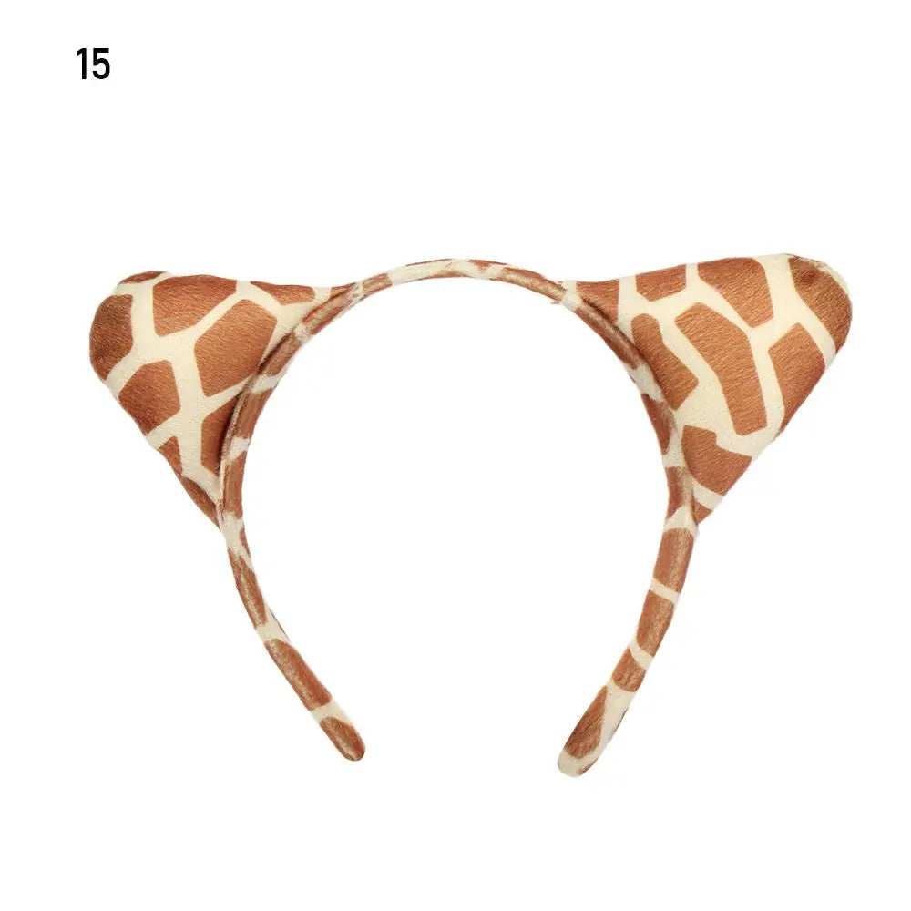 Plush Animal Ears Headband – Cartoon Dog Zebra Tiger Hairband, One Size for Kids & Adults, Cosplay Party Accessory