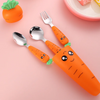 4PCS Baby Feeding Utensils Set - Cartoon Carrot Fork & Spoon, Kids Cutlery, Children’s Eat Tableware with Storage Box