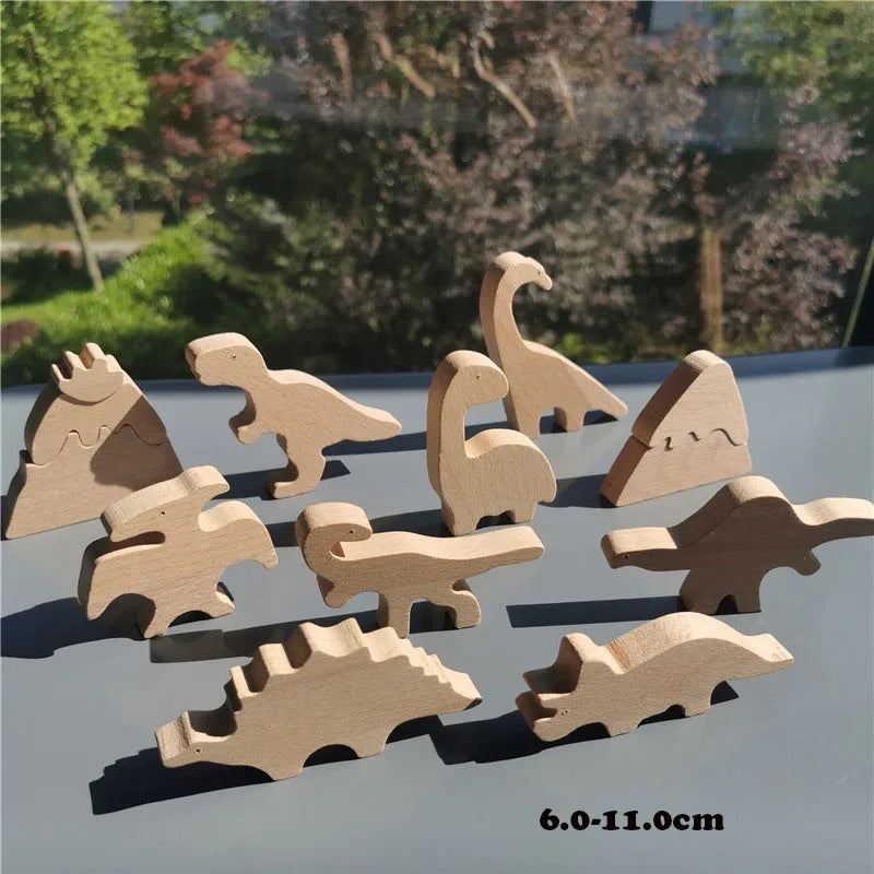 Kids Wooden Pastel Nordic Building Blocks – Stacking Crochet House, Animals, Rainbow, and Forest Tree Toys