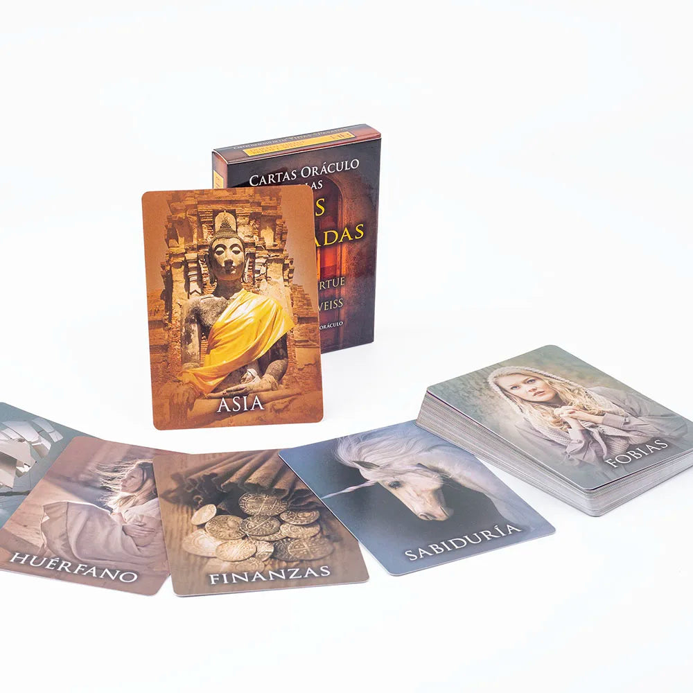 Past Life Oracle Cards - 44 Tarot Deck, Spanish Version, Divination & Fortune Telling, Board Game (10.3x7.4cm)
