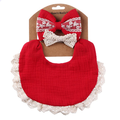 3Pcs/Set Muslin Cotton Bamboo Baby Bibs with Tassel Lace | Adjustable Feeding Drool Burp Cloths for Boys & Girls | Infant Scarf Towel Set - Kidzy Market