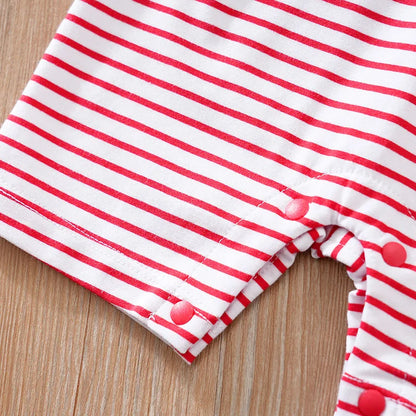 Newborn Baby Whale Print Jumpsuit – Striped Casual Romper (Short Sleeve, 0-18 Months, Summer Wear for Boys & Girls)