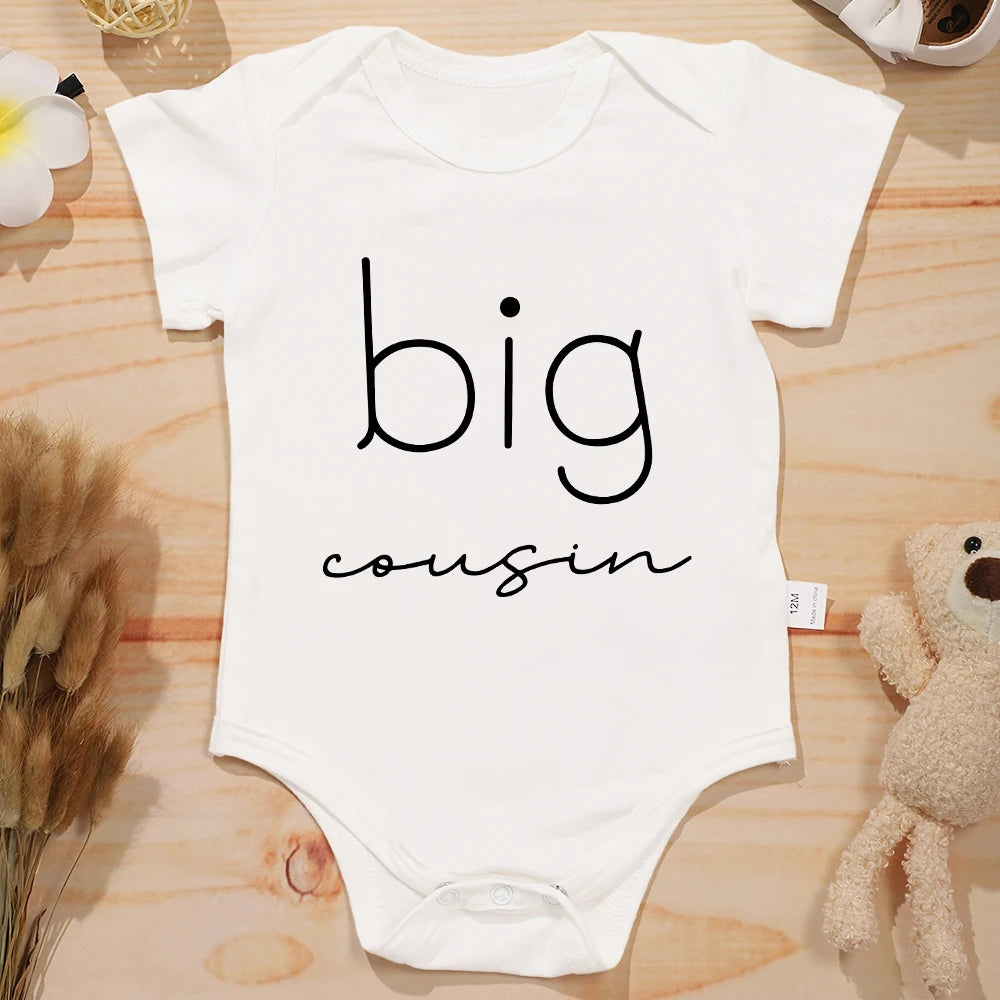 Big Little Cousin Newborn Twin Boy Clothes – Cotton Onesies, Fashionable & Cozy Baby Bodysuit – Skin-friendly Infant Pajamas for Boys and Girls