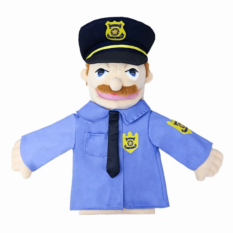 Big Plush Hand Puppets, Cartoon Doctor Police Nurse Teacher Ventriloquism Dolls