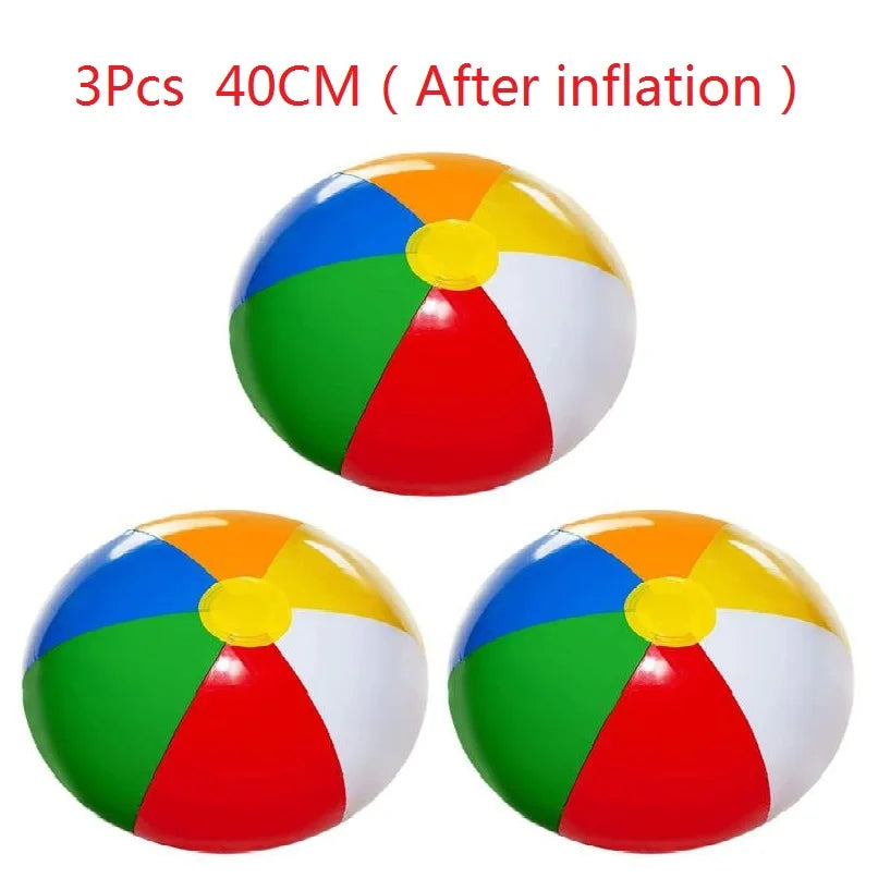 3-Piece Rainbow Color Inflatable Beach Ball Set PVC for Pool Party and Summer Water Play