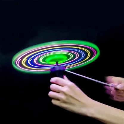Glowing UFO Flying Saucer Toy with 5 LEDs — Pull-String Flying Disc for Kids & Outdoor Glow Parties