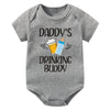 Funny "Daddy's Drinking Buddy" Newborn Baby Romper – Short Sleeve Cotton Bodysuit, Casual Summer Outfit, Perfect for Father's Day Gifts