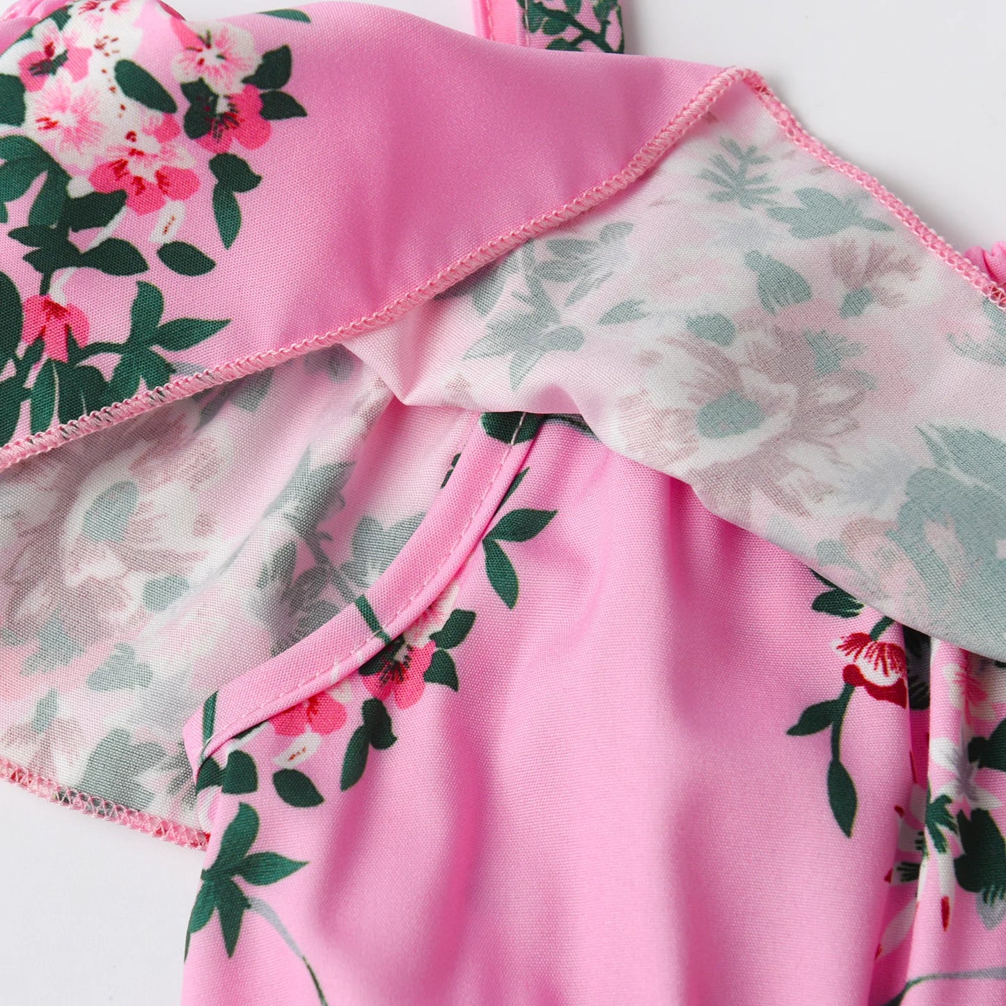 Girls' Summer Floral Jumpsuit – Ruffled Camisole Romper with Lace-Up Detail (Resort Style, 1-5 Years)