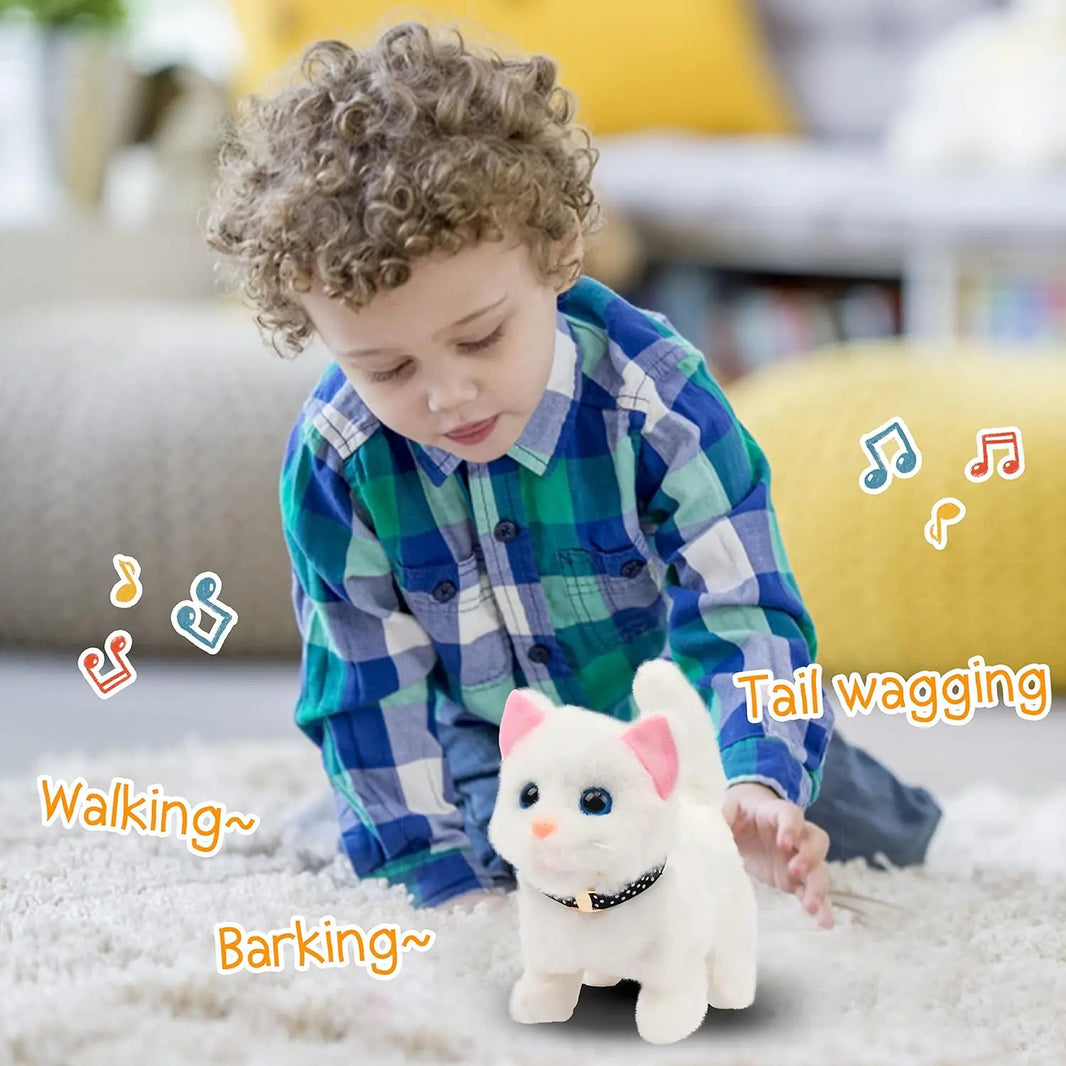 New Walking Kitty Plush Toy, Electric Interactive Meowing Cat with Wagging Tail and Nodding Head, Stuffed Animal Pet Toy Gift for Kids