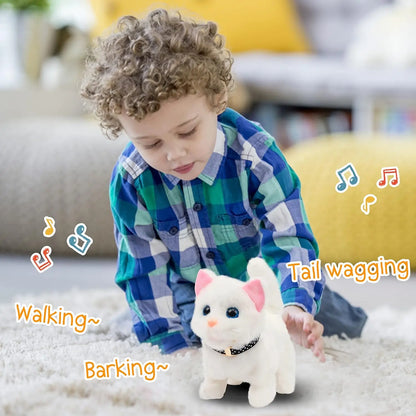 New Walking Kitty Plush Toy, Electric Interactive Meowing Cat with Wagging Tail and Nodding Head, Stuffed Animal Pet Toy Gift for Kids
