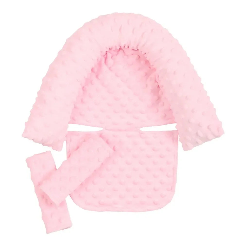 Baby Car Safety Soft Sleeping Head Support Pillow with Matching Seat Belt Strap Covers Baby Carseat Neck Protection Headrest