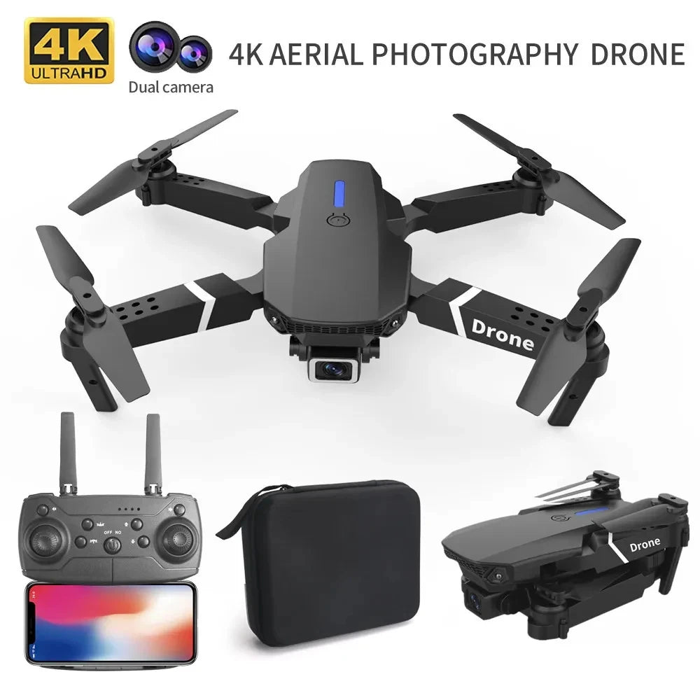 E88 Professional Foldable RC Drone – 4K HD Wide-Angle Camera WiFi FPV Quadcopter