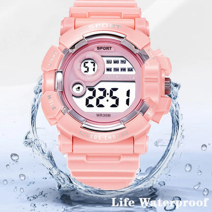 YIKAZE Kids Fashion Luminous Waterproof Alarm Clock Watch for Boys and Girls Student Smart Electronic Gift