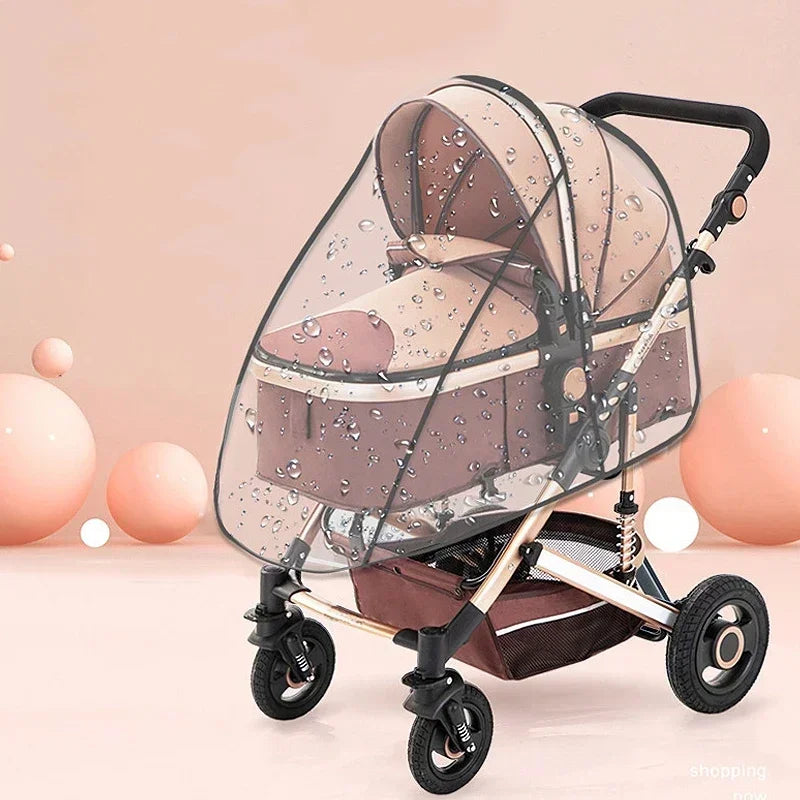 Clear Stroller Rain Cover Baby Car Weather Wind Shield Transparent Breathable Waterproof Trolley Umbrella Pushchair Raincoat