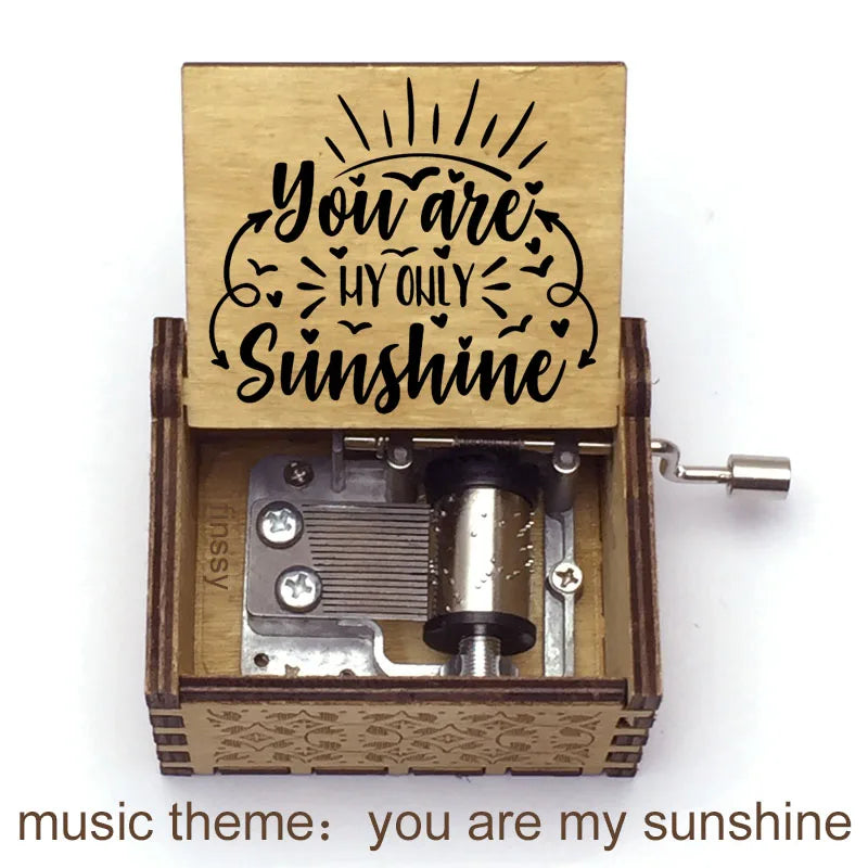 You Are My Sunshine Quote Print Wooden Music Box Birthday Party Favor Gift for Kids