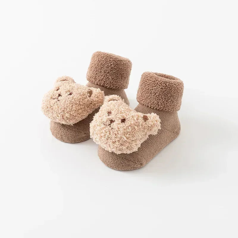 Cute Cartoon Bear Baby Socks for Boys & Girls – Soft Cotton Anti-Slip Winter Toddler Socks