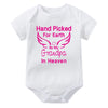Hand Picked for Earth By My Grandpa/Grandma in Heaven Baby Bodysuit – Summer Short Sleeve Romper, Infant Jumpsuit, Baby Clothes
