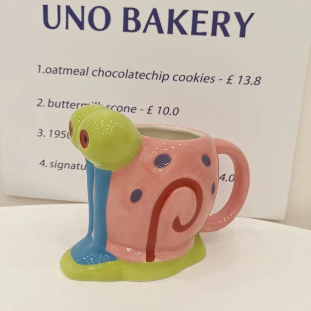 260ml (8.8 fl oz) Snail Porcelain Ceramic Mug with Handle — Cute Cartoon Coffee & Milk Tea Cup for Kids, Gift