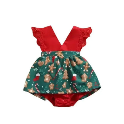 Newborn Baby Girl Summer Lace Romper Dress – Floral Flying Sleeve Jumpsuit with Headband (0-18 Months)