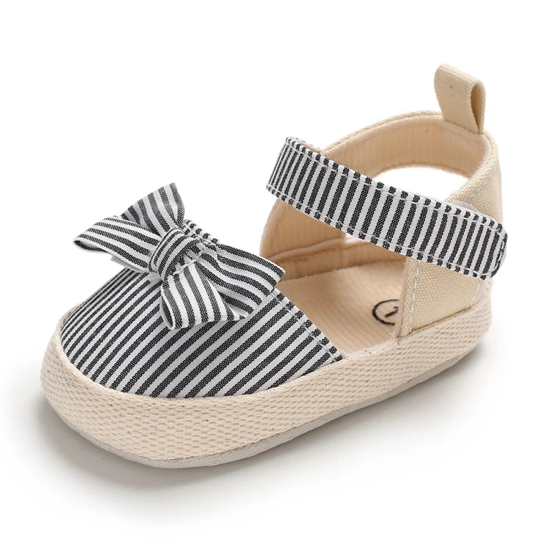 Summer Girl Baby Casual Sandals – Soft Sole Lightweight Walking Shoes with Bow Canvas