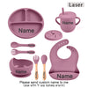 Personalized Cartoon Baby Plate – Silicone Tableware with Sucker Bowl, Food Tray, Sippy Cup, and Spoon – Baby Feeding Accessories
