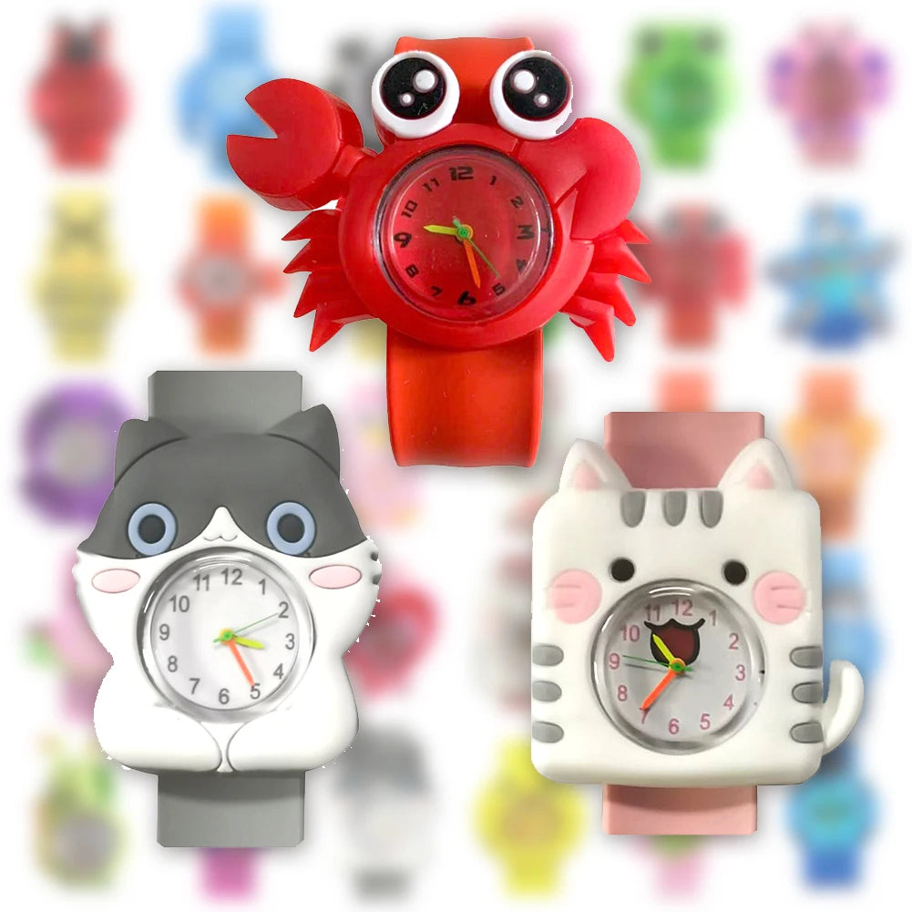 30 Cartoon Style Children’s Watches Colorful Bend Slap Strap Kids Watch Girl Boy Christmas Party Gift Random Style